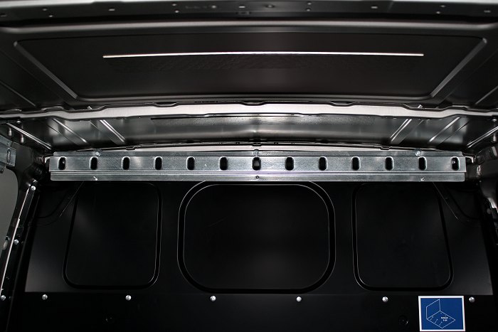 Rail for hanging garment bars on Syncro Canada van