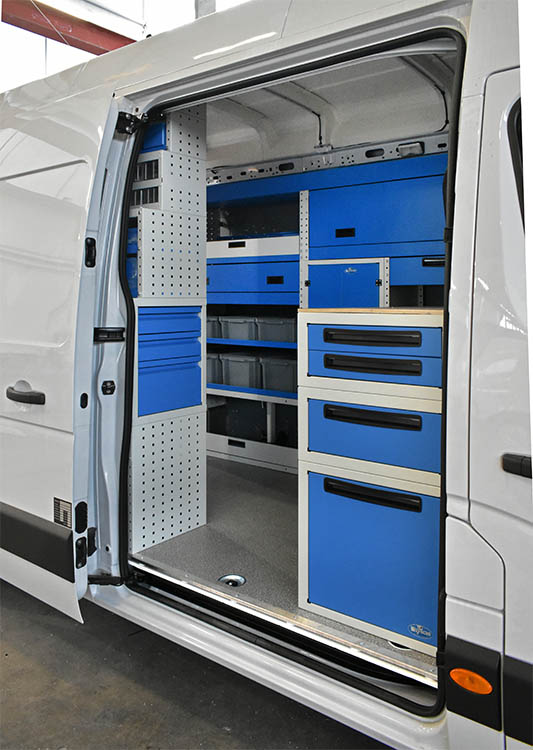 Side view of furniture with Syncro drawers turned outwards on Movano Canada