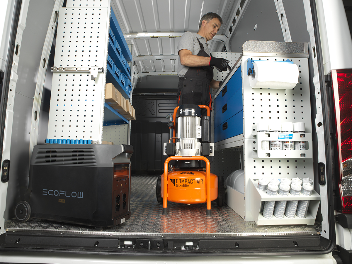 Ecoflow with tools on the Syncro Canada van