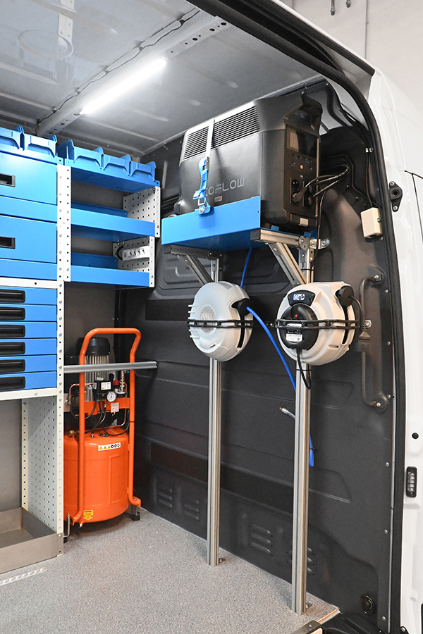 Ecoflow with tools on the Syncro Canada van